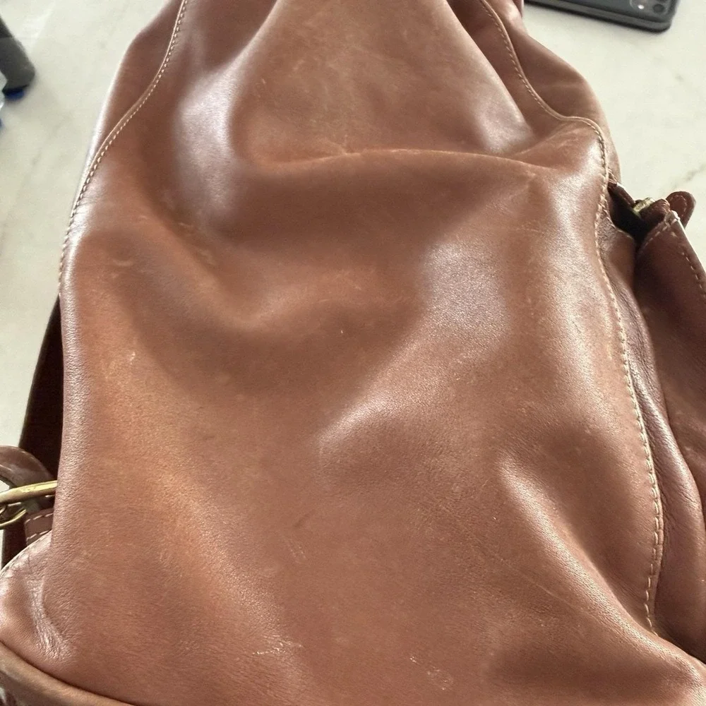 Coach Leather Backpack Vintage 90's British Tan Drawstring‎ Buckle #0519
